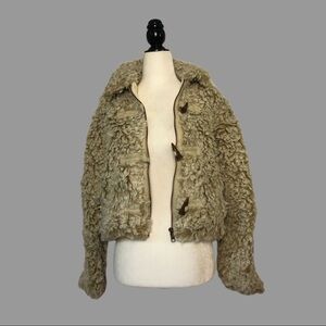 💙 XS 💙 NWT Anthro Faux Fur Bulky Coat Zip Up Toggles​